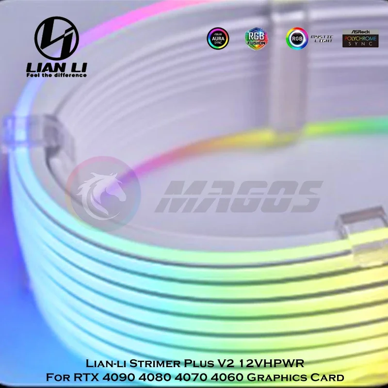 Imagem -04 - Lian li Strimer Plus v2 12 Série Rtx40 Vhpwr Usado Atx3.0 Psu 600w Gpu Cabo de Extensão Rgb Neon Line Cord