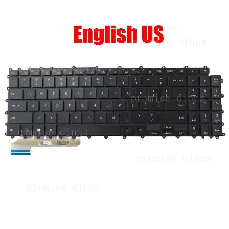 

Клавиатура M для Samsung Galaxy Book3 NP960QFG 960QFG, английская (США), с подсветкой, черная