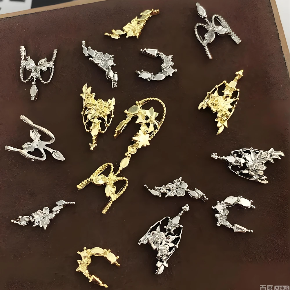

30PCS 3D French Crescent Alloy Nail Art Charms Parts Accessories For Nails Decoration Design Manicure Decor Supplies Material