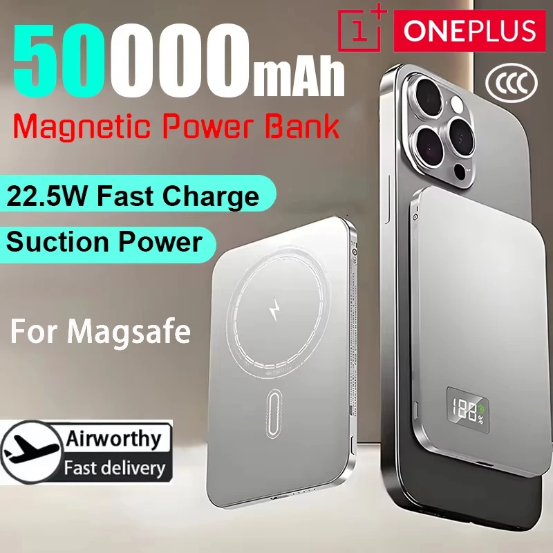 Oneplus 50000mAh Magnetic Wireless PowerBank Portable Thin PD22.5W Fast Charging External Battery for Magsafe For iPhone Samsung