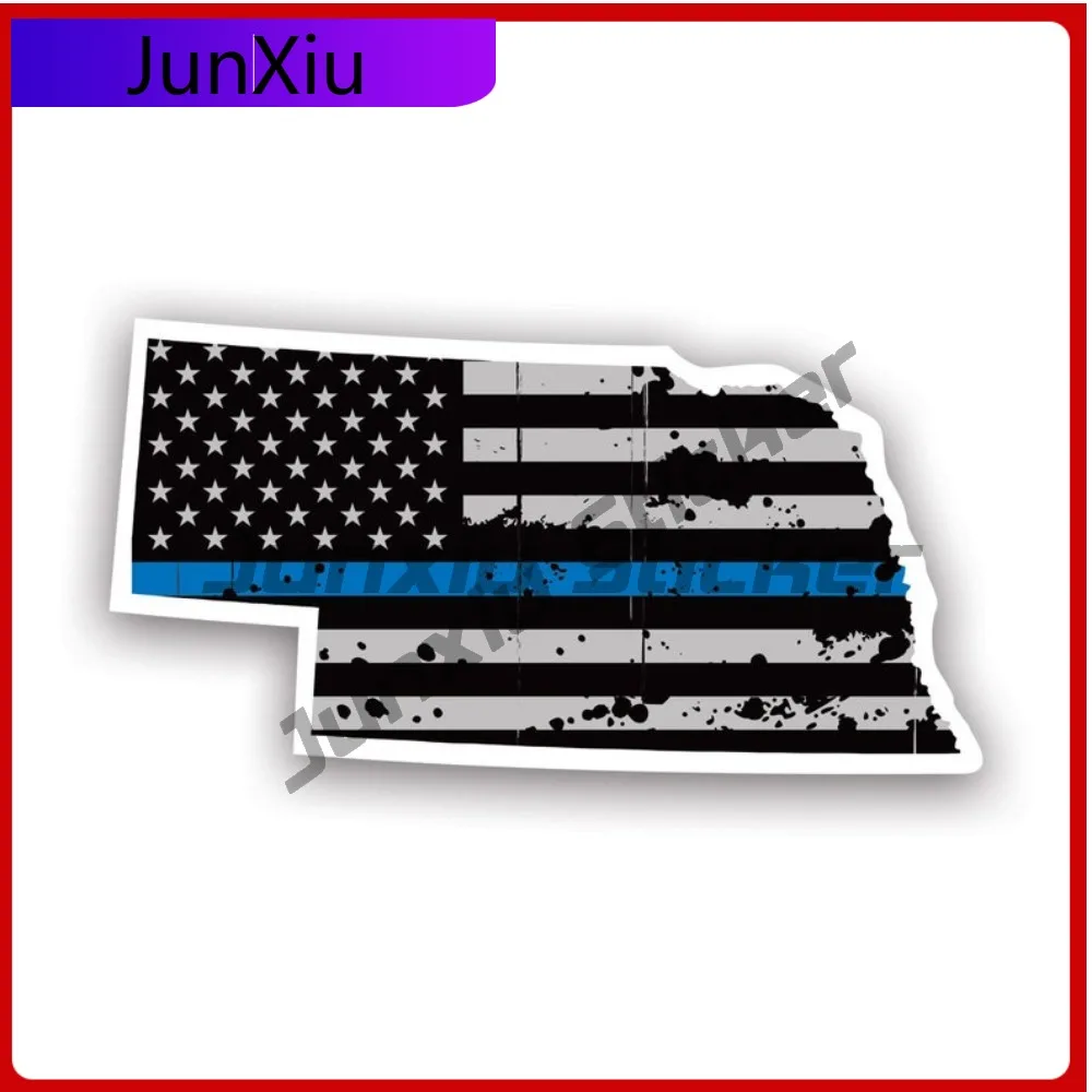 

Creative Distressed Thin Blue Line Nebraska State Shaped Subdued Us Flag Sticker Uv Protected Decalspolice Law Enforcement