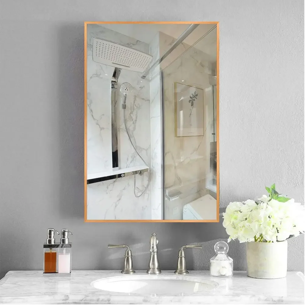 Gold Rectangular Aluminum Alloy Frame Wall Mirror Bathroom Vanity Living Room 38