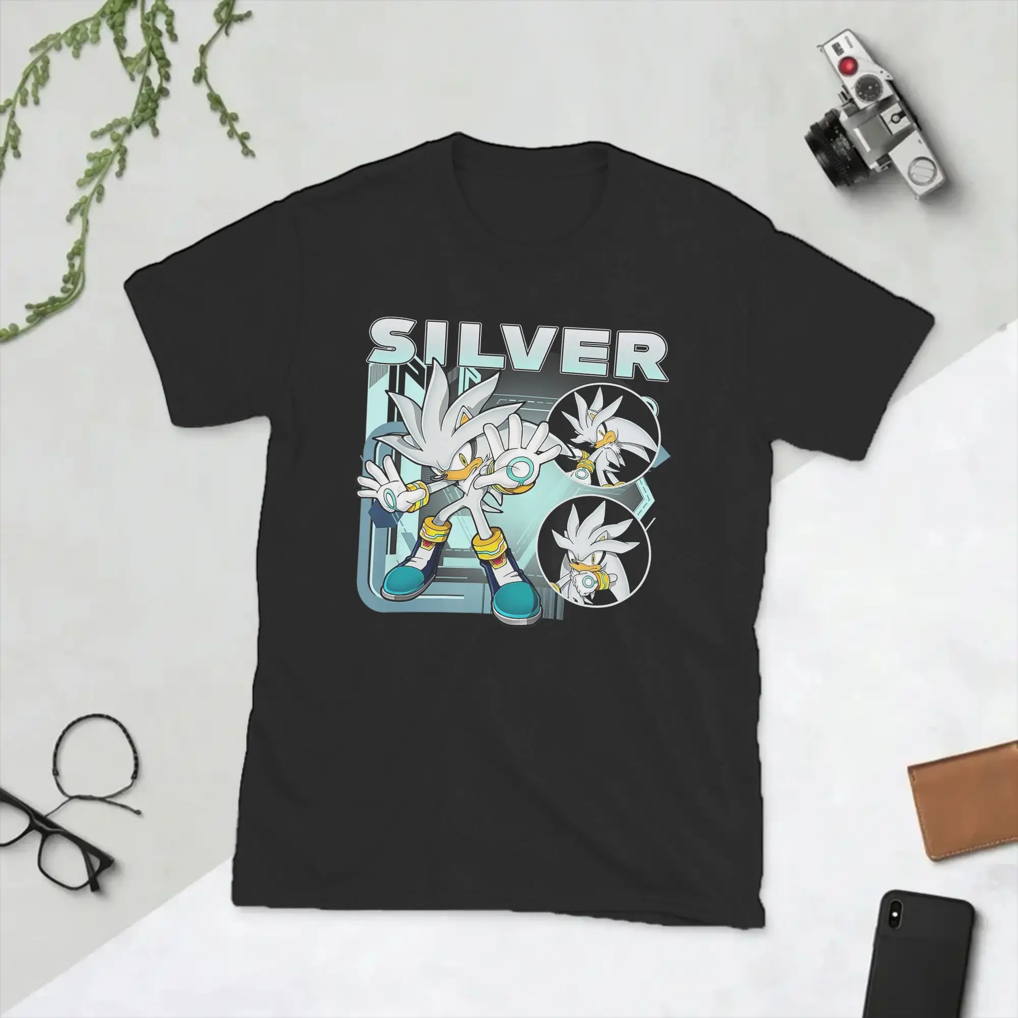 Funny Silver Shadow The Hedgehogs T-Shirts for Men Round Neck Cotton T Shirts  Short Sleeve Tees Summer Clothes