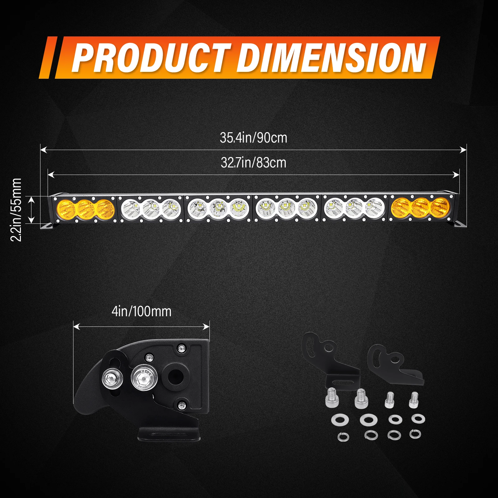 6-54 inch 30-300W LED Bar 4x4 with 12v Wire Harness Kit, LED Light Bar for Offroad Vehicles Trucks ATV, Amber White Fog Light