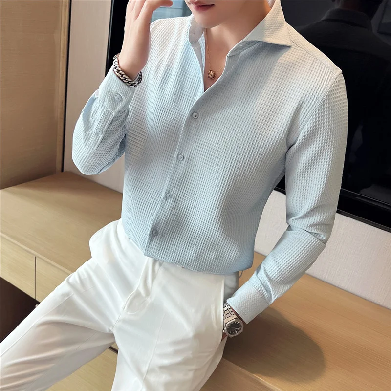 

2024 Brand Clothing Men Spring High Quality Business Long Sleeve Shirts/Male Slim Fit Fashion Casual Dress Shirts Plus Size 3XL