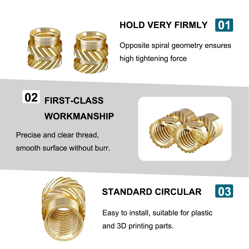 30 Uds. Tuercas moleteadas de latón con rosca M3, juego de calor roscado, tuerca de inserción resistente al calor para impresora 3D Voron 2,4, piezas M3x5x4