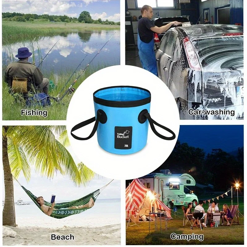 Portable folding water bucket; folding water storage container; used for travel, camping, fishing, washing, car washing view 4