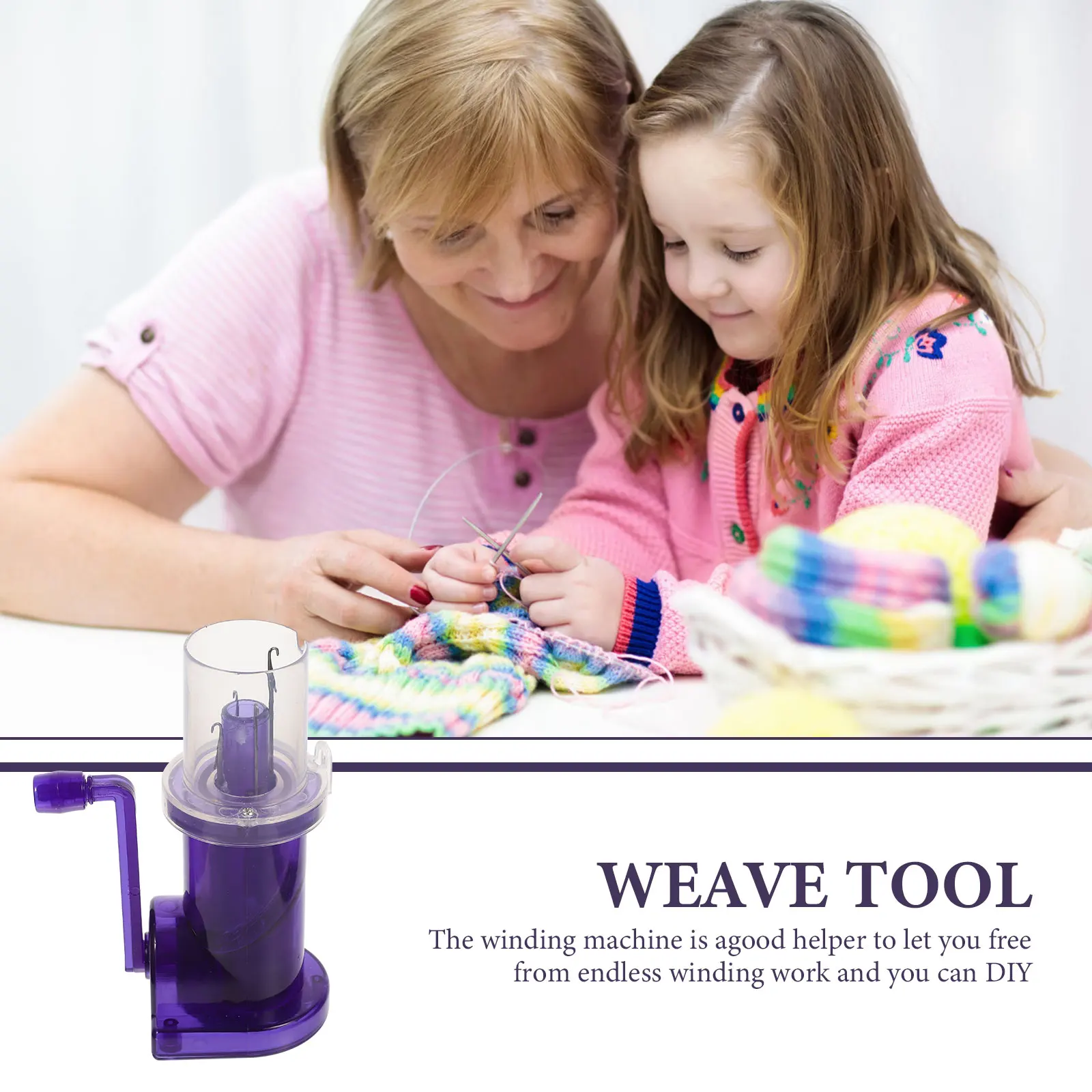 

Hand Winder Weaving Machine Plastic Knitting Tool Blue Yarn Winders Hand Operated DIY Mill Spool Bracelet Rotating Sewing