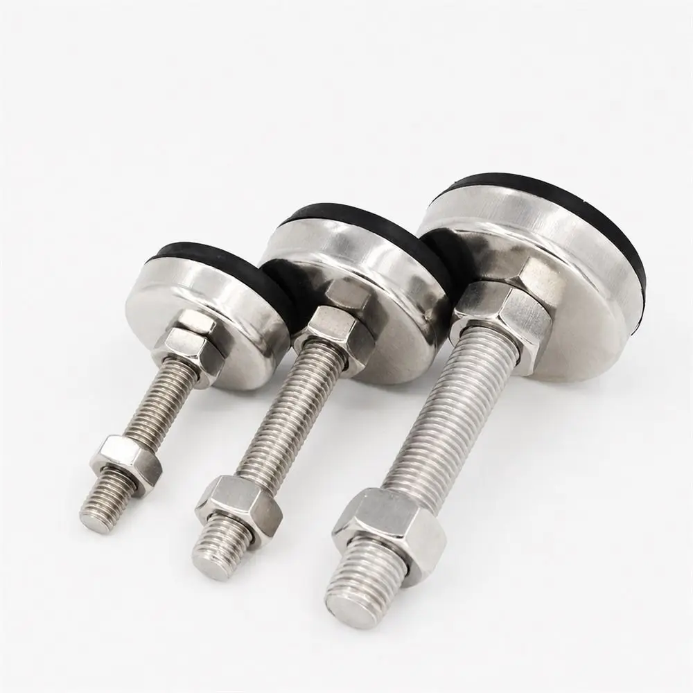 1Pcs M8 M10 M12 M14 Furniture Leveling Foot 304 Stainless Steel Rubber Seat Table Leg Leveler Anti Slip Fixed Adjusting