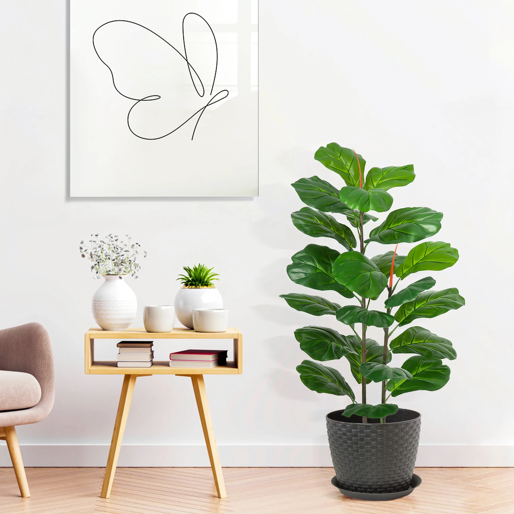 

39" Artificial Tree Fiddle Leaf Fig Plants Faux Plant for Home Decor Indoor Outdoor Office