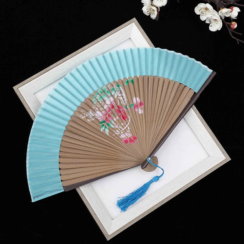 Bambus knochen Seide Falt fächer alten Stil Holz Hand Fans Hochzeits feier Tanz begünstigt Hand Fan Home Dekoration Ornament