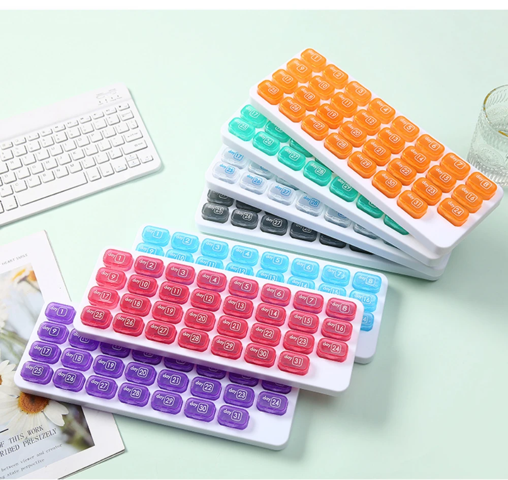 Portable 31-Compartment Pill Organizer Plastic Medicine Box For Daily Medication Management Great for Travel Home Daily Medicine