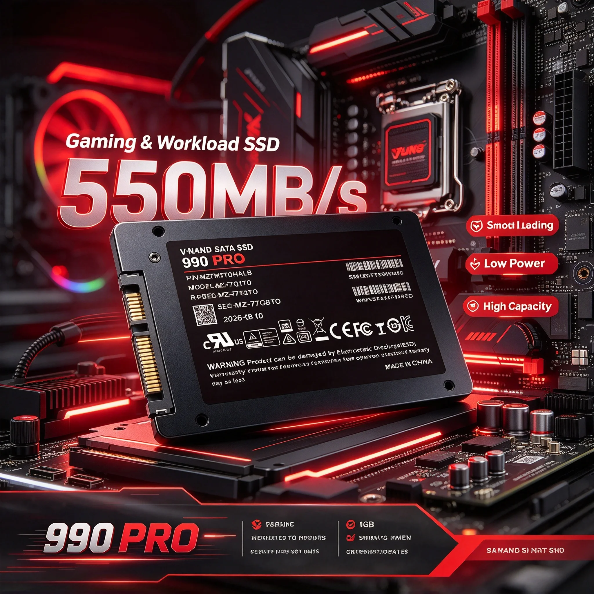 .5-Inch SATA3 990 PRO SSD, Solid State Disk, 500GB/1TB/2TB/4TB, Inside Hard Drive, Laptop, Desktop, Microcomputer. Prime Turbo.