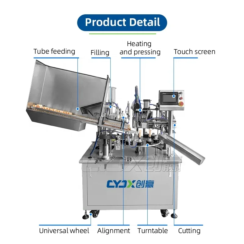 CYJX Cosmetic Cream Toothpaste Filling And Sealing Machine Tube Filling Machine For Grease Toothpaste Filling Line