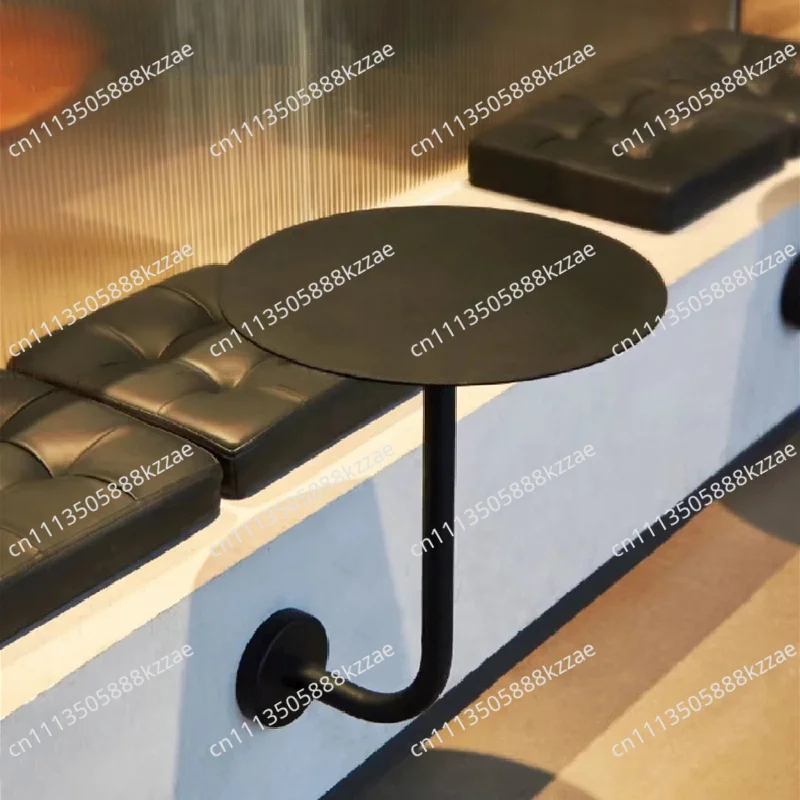 Wall Mounted Black Round Table for Cafe Space Saving Side Table for Milk Tea Shop Wall Hung Desk Minimalist Metal Pub Tables