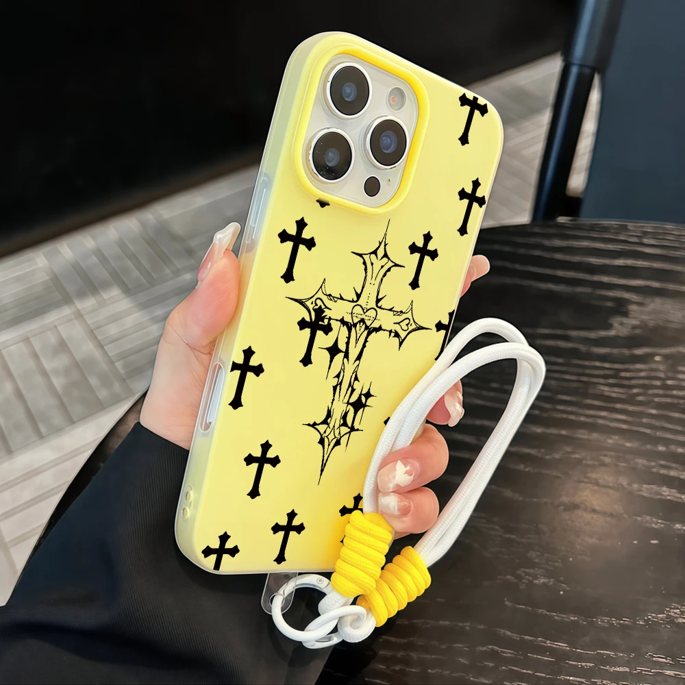 Cyberpunk Black Cross Jelly Phone Case For Xiaomi 14T 17 Pro Max 15T Pro Mi 11 Lite 5G Soft SIlicone Matte Cover With Lanyard - view 5