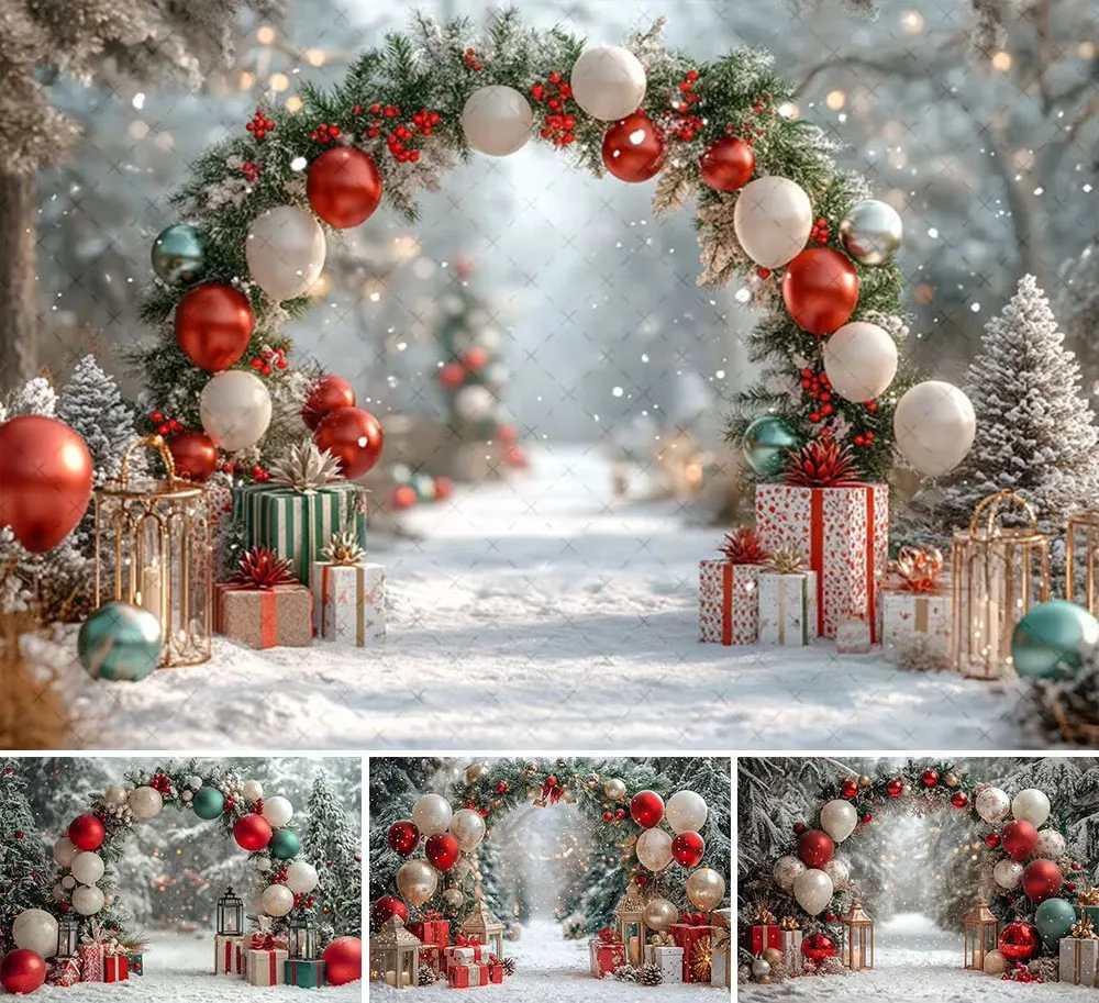 

Mehofond Photography Background Christmas Forest Balloon Glitter Snow Xmas Tree Kids Family Portrait Decor Backdrop Photo Studio