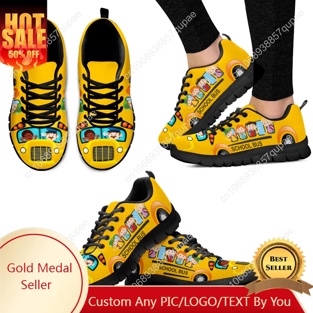 

Yellow School Bus Design Sports Shoes Mens Womens Teenager Kids Children Sneakers Casual Custom High Quality Couple Shoes