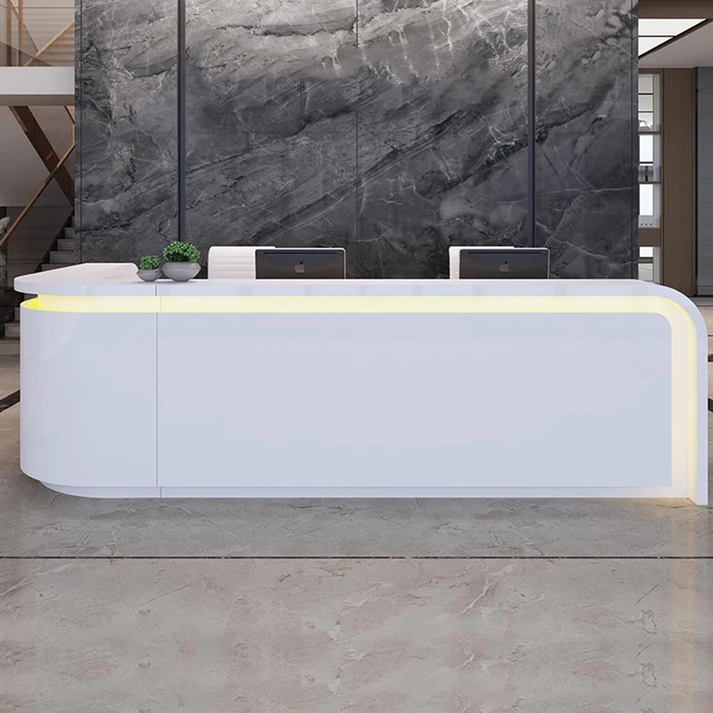 Design Nordic Reception Desks Stylish Illuminated Retro Modern Reception Desks White Luxury Mostrador Commercial Furniture