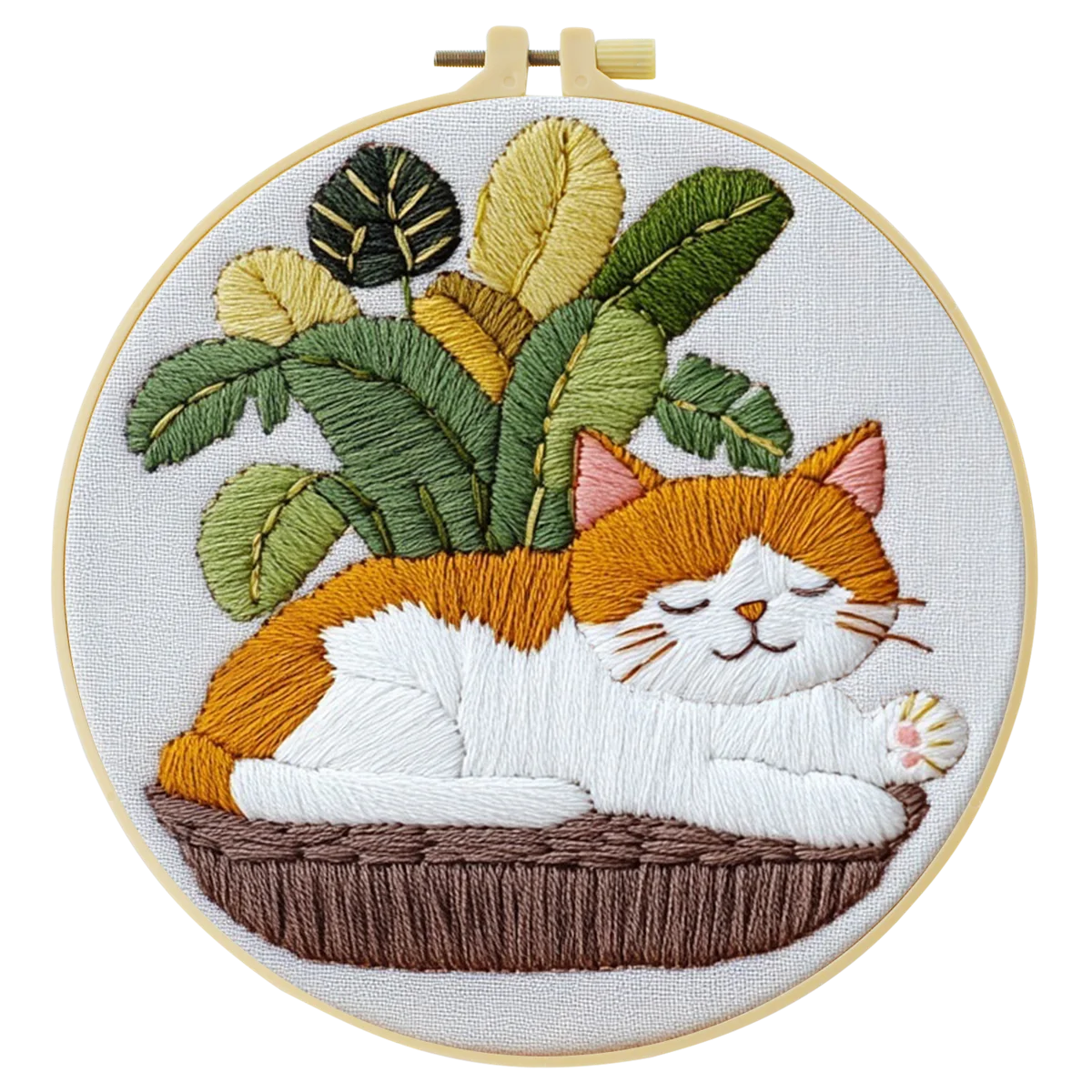 1 Stück 20x20cm/15x15cm 7,87/6,3 Zoll Katzen-Stickerei-Starter-Kit DIY-Kit DIY-Stickerei-Set Handarbeiten Nähkunst-Set für Anfänger – Detail 3