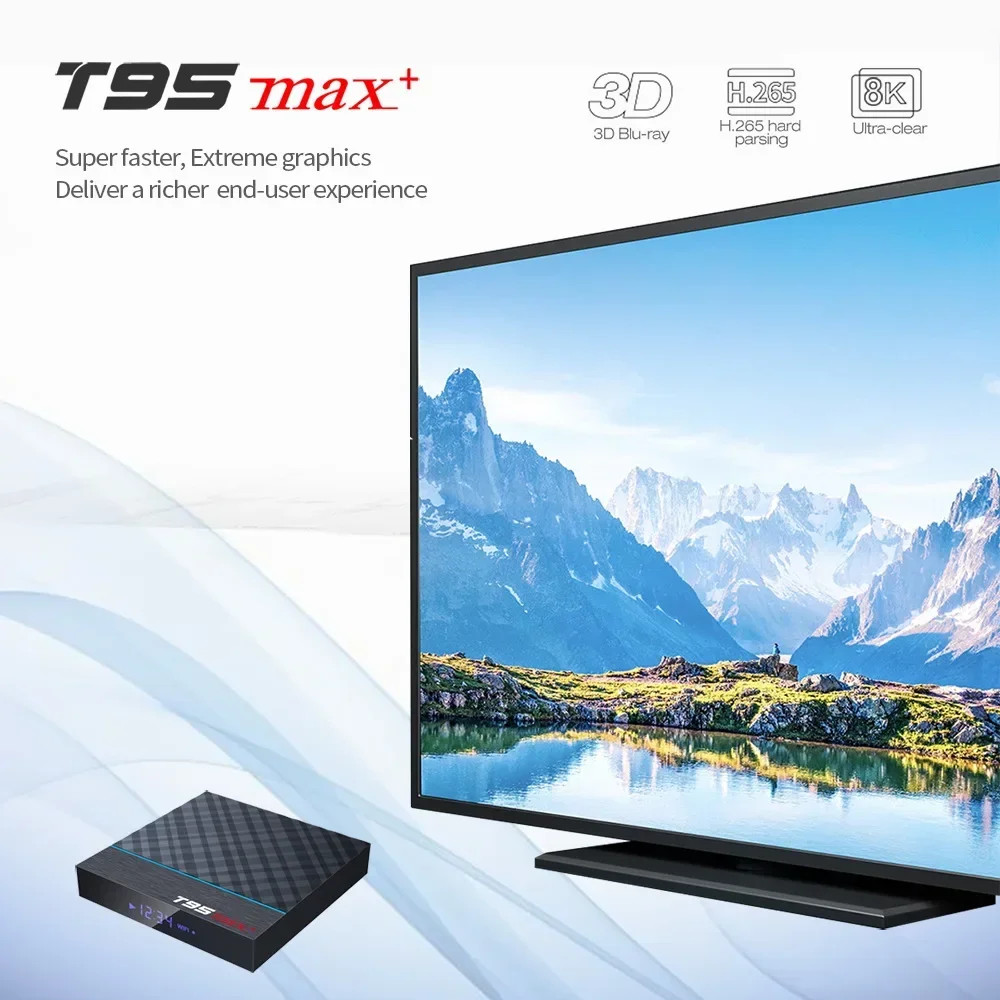 Smart Tv Box T95 Max + Android 9.0 Amlogic S905X3 8K 2.4G 5G Wifi TV Box Set Top Box Media Player Support for Emuelec Games Kit