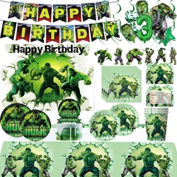 Super Hero Avengers Hulk Party Supplies Decor Kids Birthday Disposable Tableware Tablecloth Cups Plate Balloon Party Favors Boy