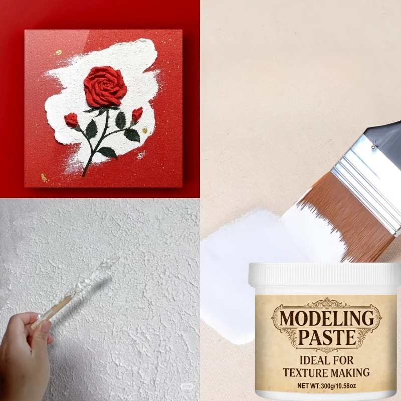 300g Weiße Modellierpaste mit 5 Spritzbeuteln, Modellier- und Linienzeichnungscreme für Kunstwerke, 10,58 Unzen – Detail 4