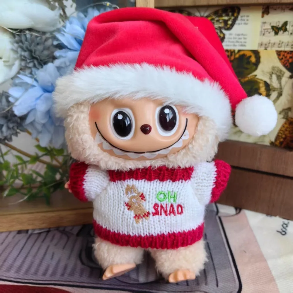 

Кукольная одежда для 15-17 см, одежда Labubu, веселая рождественская шапка, шарф, комплект с изображением лося и снеговика, мини-плюшевый аксессуар для куклы, новогоднее платье, подарок