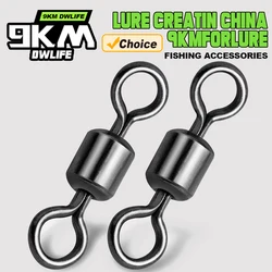 9KM 25Pcs Fishing Rolling Swivel Fishing Swivels Saltwater Swivels Fishing Tackles Stainless Steel Swivels Black Nickel