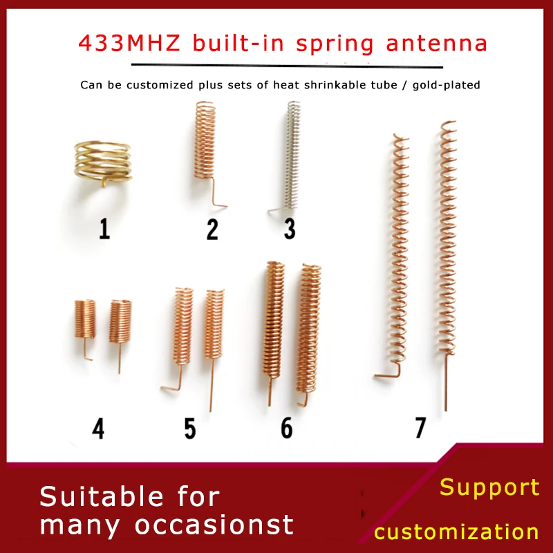 433MHZ spring copper antenna interface welding 2.15-4dBi gain signal strong coverage wide indoor and outdoor can be customized