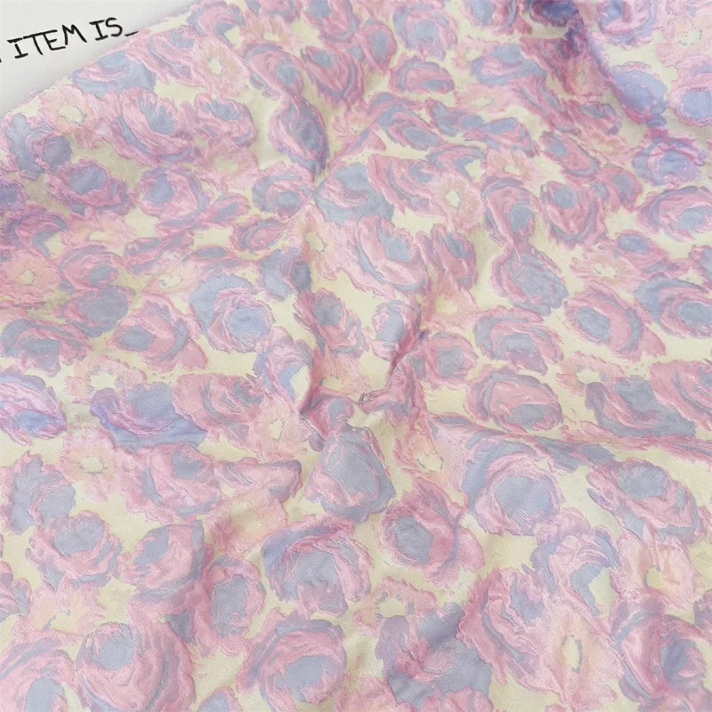 

Pink Blue Contrasting Jacquard Fabric for Diy Sewing Dress Bag Tablecloth Clothing Designer Fabrics Cloth By The Meter