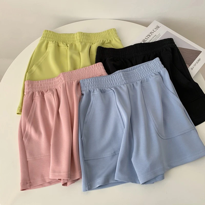 Women's Y2K Summer High Waist Shorts Loose Pocket Sport Bottoms Fashion Casual Bright Color Short Pants Girls Homewear Freeship