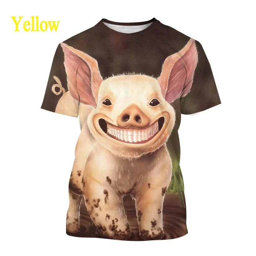 Camisetas Kawaii con estampado 3D de cerdo divertido para niños, Camiseta de cuello redondo de dibujos animados, ropa informal de moda para niños y niñas, Hip Hop