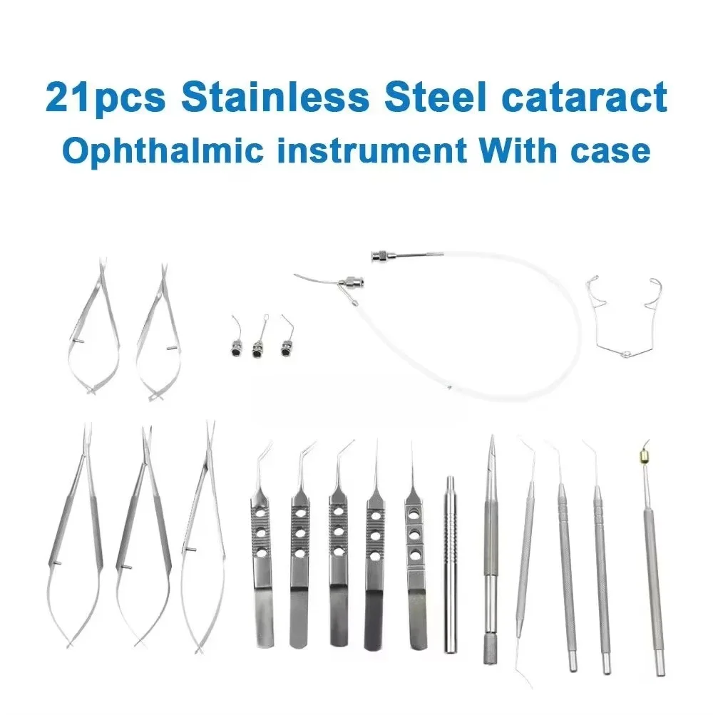 21pcs Stainless Steel  Catarat Kit Ophthalmic Minor Eye Cataract Surgery Set With  Box