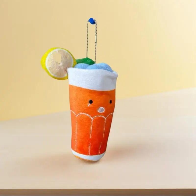 Elegante portachiavi in peluche per bevande arancioni mirtilli; Adorabile borsa per bambola di pezza, ornamento da appendere