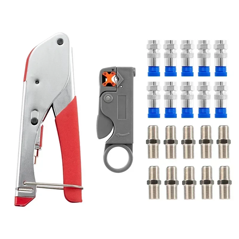 ZWICKE Coaxial cable crimping tool set Squeezing forceps&Wire stripper For RG6 Coaxial Cable Crimper With Compression Connectors