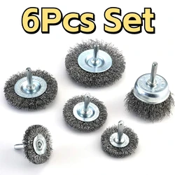 6Pcs Set Wire Brush Wheel Cup Brush Set for Drill Dremel Rotary Tool Wire Brush Abrasive Tool Brass Coated Polishing