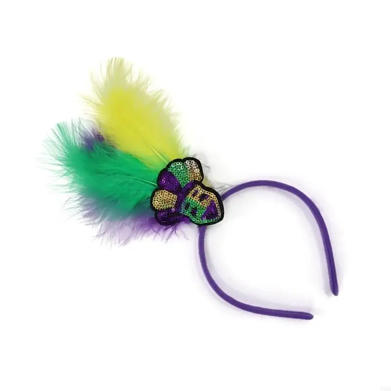 

49MD Sweet Mardi Gras Headbands Headband Ladies Taking Photo Headband
