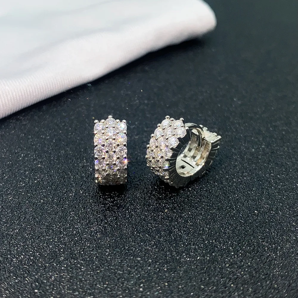 Imagem -04 - Moissanite Brincos para Mulheres Linhas Iced Out Ear Studs Passe Diamantes Tester Hip Hop Jóias