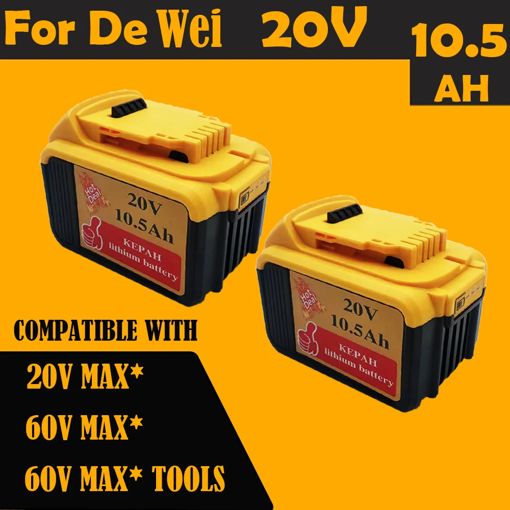 10500mAh Lithium Battery For Dewei 18V 20 Volt MAX 10.5Ah DCB205 DCB206 Replacement Li ion Battery Power tool Batteries