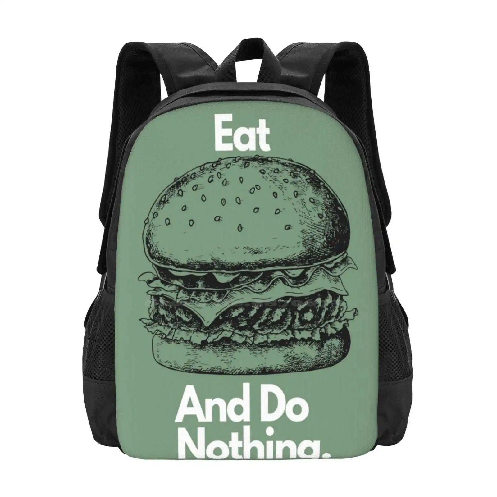 Eat Burger And Do Nothing Hot Sale Schoolbag Backpack Fashion Bags Hamburger Cheeseburger Fastfood Sandwich Beef Burgerking