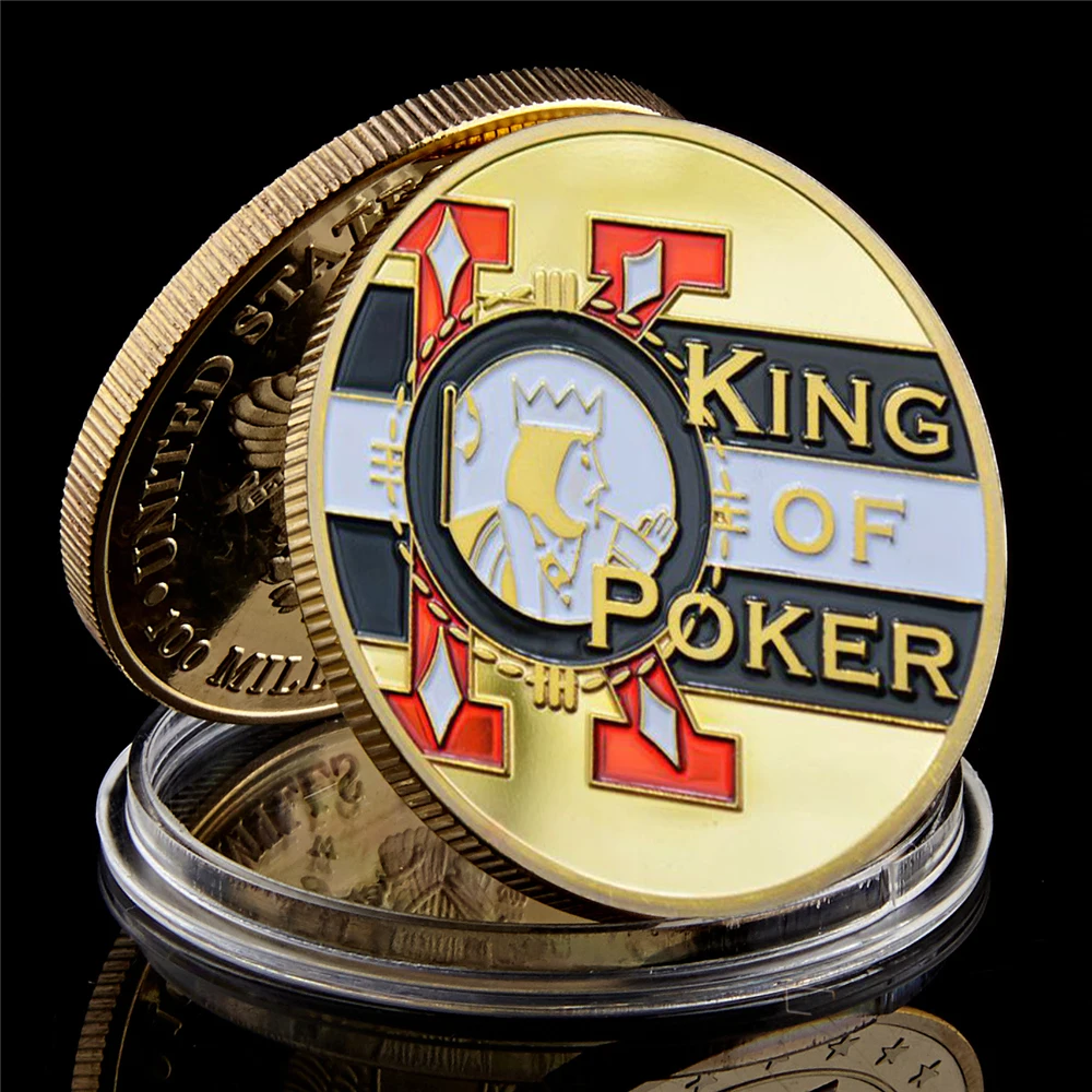 

The King Of Poker Gold Plated Coin Casino Poker Card Guard Chip Badge Coin Collection Gift