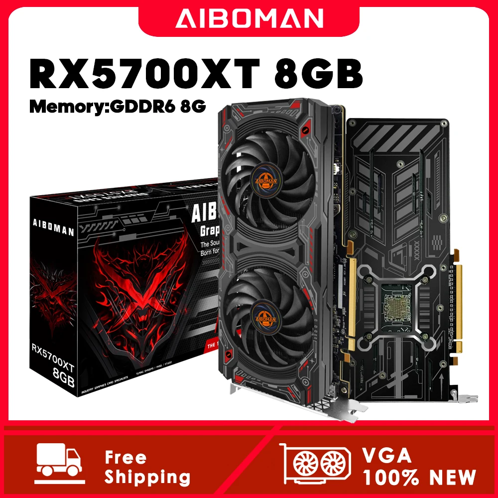 AIBOMAN Graphics card RX5700XT 8GB 256Bit GDDR6 BUSType PCI-E 4.0x16 Computer Assembly Accessories Graphics card