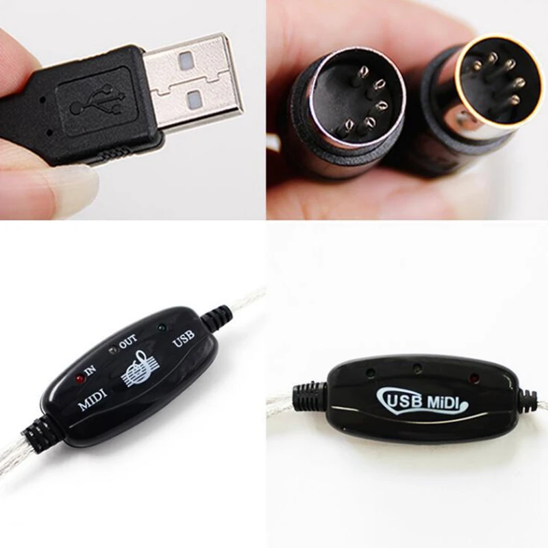 USB to MIDI 5Pin Cable Converter 2 in 1 to PC Audio Output Editing for Piano Electronic Electronic Musical Instruments