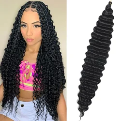 Cabello sintético largo y rizado para mujer, trenzas Bohemias de ganchillo con ondas profundas, 32 pulgadas