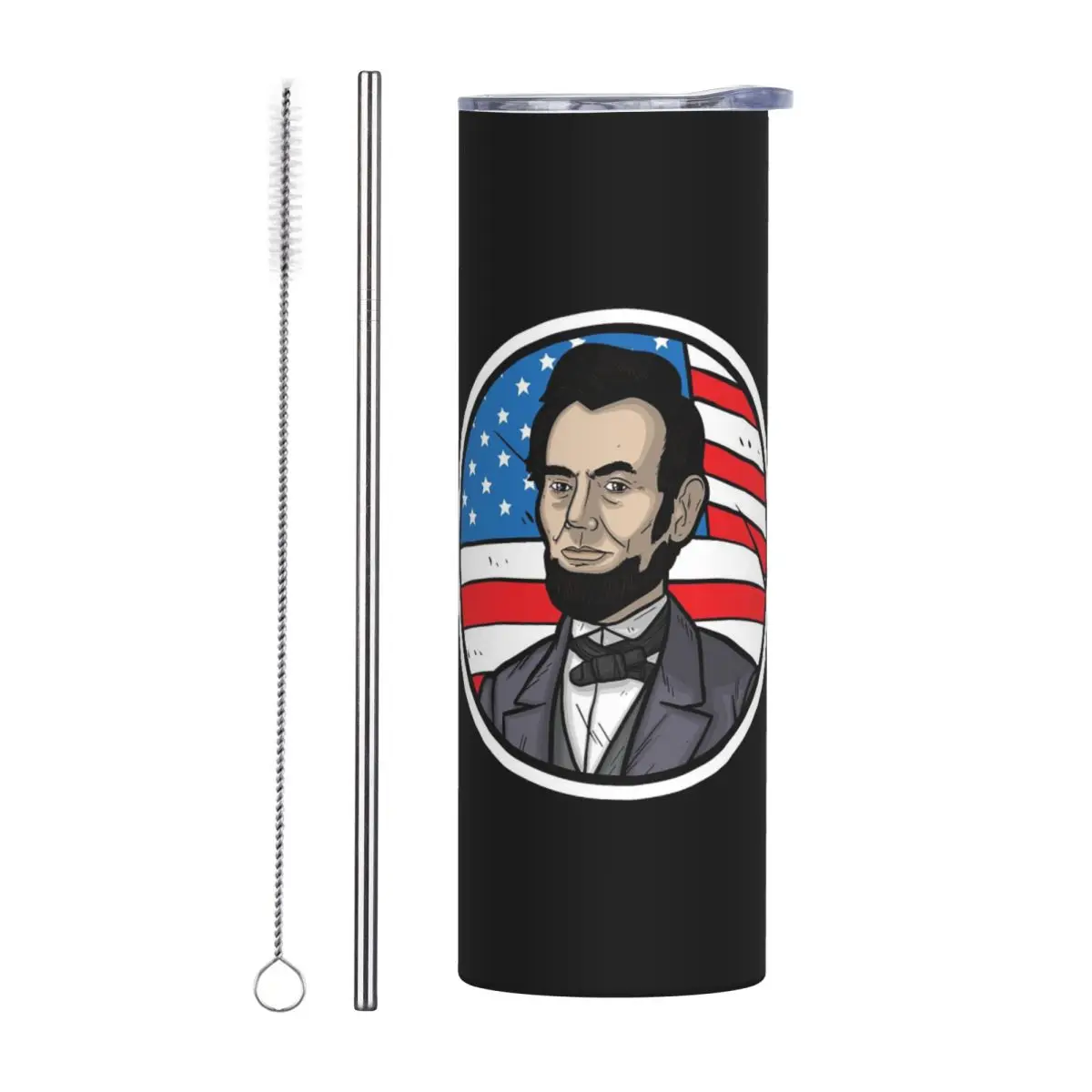 

George Washington And Abraham Lincoln Stainless Steel Tumbler Vacuum Insulated Mugs Thermal Cold Cups Straws With Lid 20oz