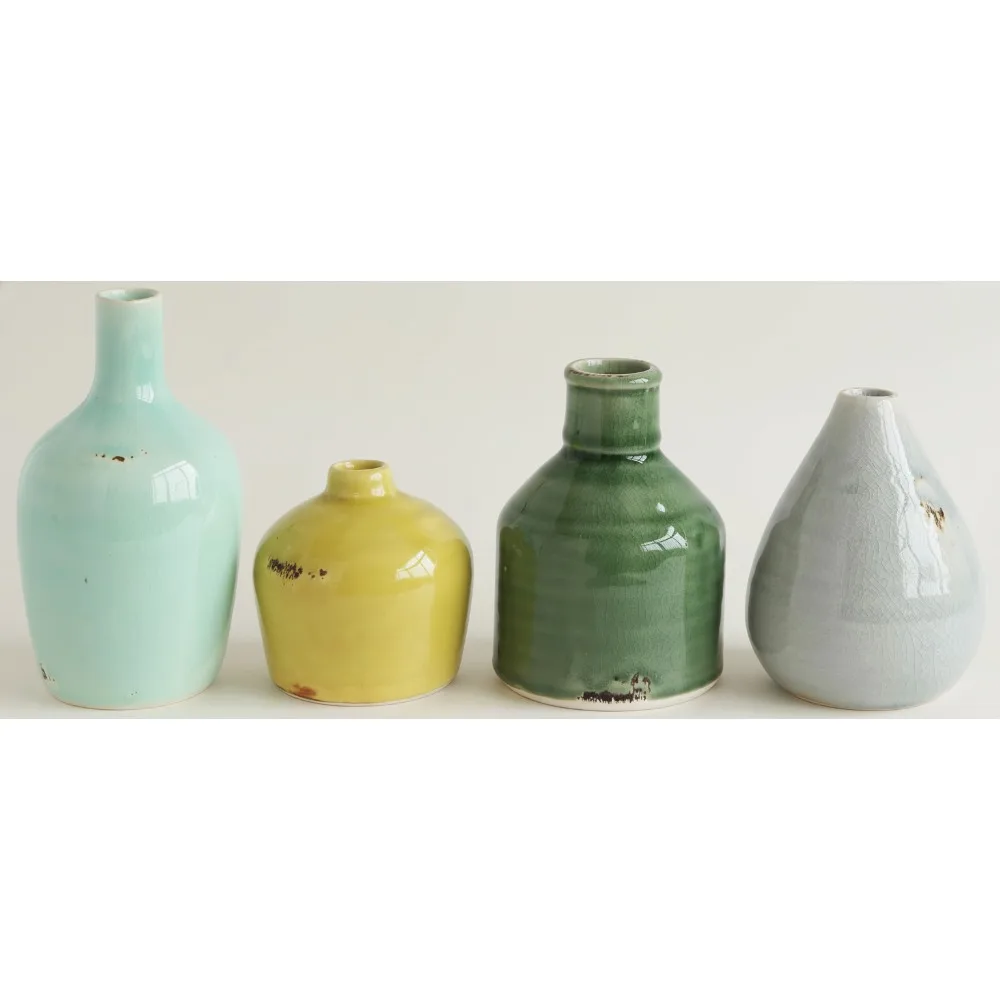 

Set of 4 Multicolor Terracotta Bud Vases for Home Decor, Wedding Centerpieces, and Floral Arrangements