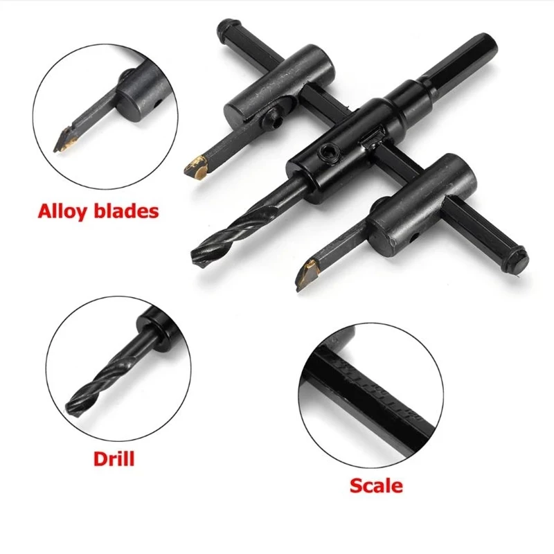 30-120/200/300mm Adjustable Circle Hole Cutter Wood Drywall Drill Bit Saw Round Cutting Blade Aircraft Type DIY Tool view 2