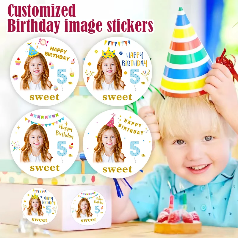 Personalized Kids Birthday Stickers - Souvenir Wrap & Birthday Gift Custom Kids Stickers - Waterproof