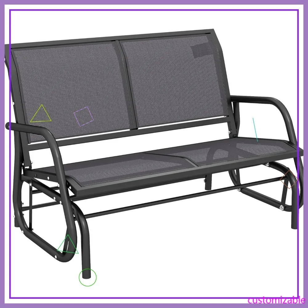 

Уличная двухместная качель-скамья, стальной каркас, для патио, сада, веранды, двора, серая
